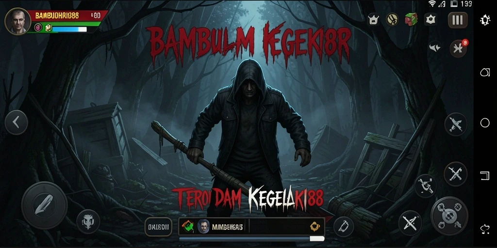 Screenshot gameplay <strong>BAMBUHOKI88</strong> menunjukkan suasana Horror yang mencekam.