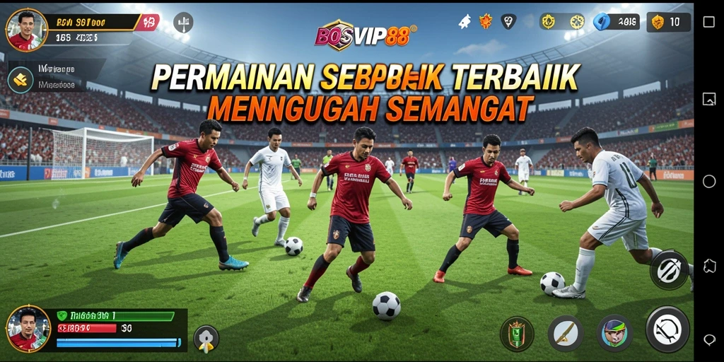 Tampilan gameplay yang mendebarkan di lapangan sepak bola.