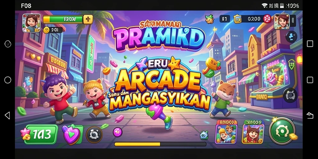 Screenshot F08 menampilkan aksi seru dalam permainan arcade.
