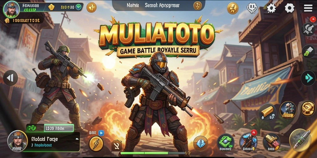 Screenshot permainan MULIATOTO menampilkan aksi Battle Royale mendebarkan.