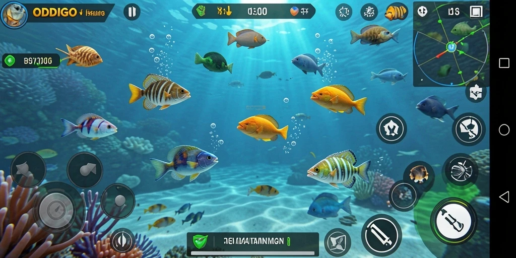 Screenshot ODDIGO menampilkan serunya gameplay Tembak Ikan.