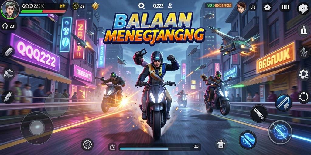 Tampilan gameplay QQ222 menampilkan aksi balapan yang mendebarkan dan trek yang menantang.