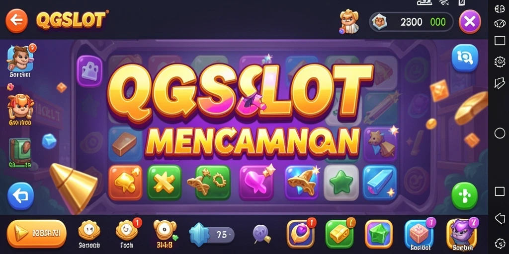 Tangkapan layar gameplay QQSLOT yang menunjukkan serunya permainan Match-3.