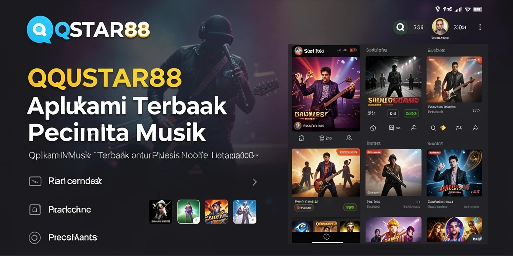 Screenshot QQSTAR88 menampilkan interface menarik dengan berbagai pilihan lagu.