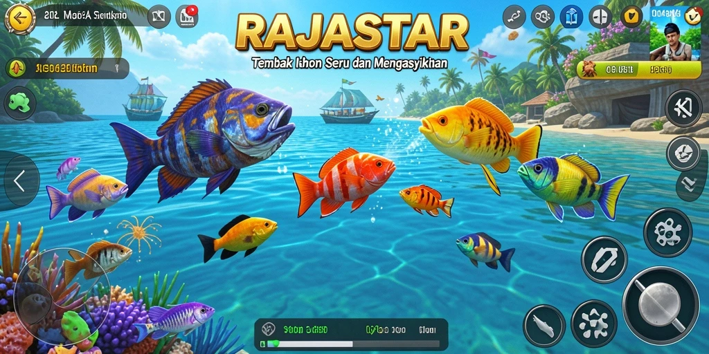 Gameplay seru RAJASTAR dengan grafis Tembak Ikan yang menawan.